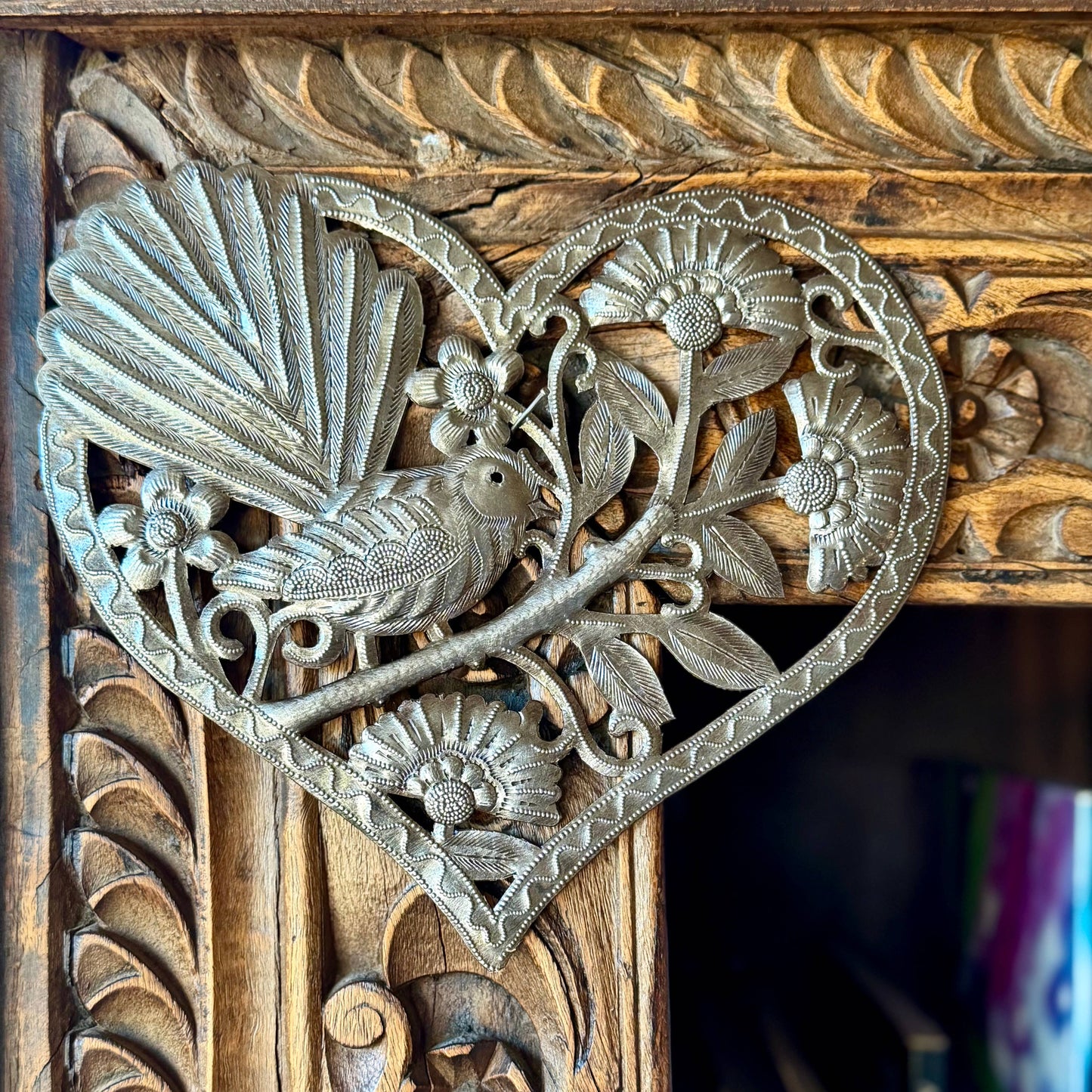 Bird in Heart Haitian Metal Art Wall Decor Fair Trade