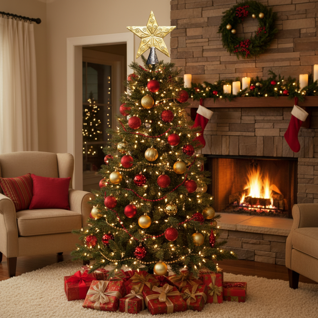 Gold Embossed Star Tree Topper