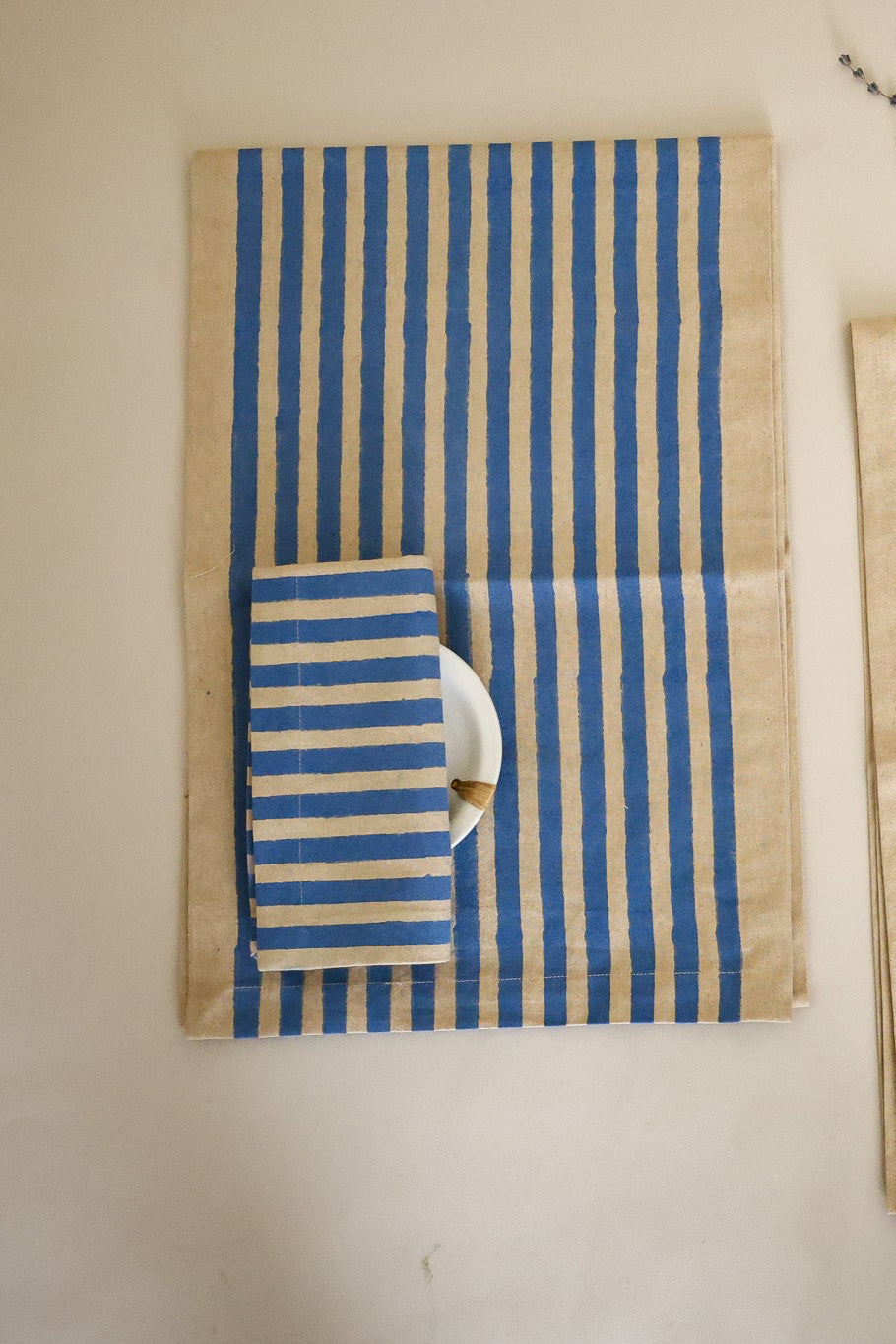 Oh! Stripes (Blue) Block Print Napkins, Set of 4