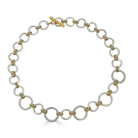 Mixed Metal Sculpted Circle Necklace