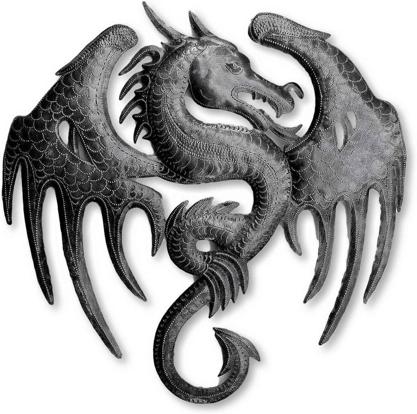 Flaming Dragon – Handmade Haitian Metal Wall Art | Gothic