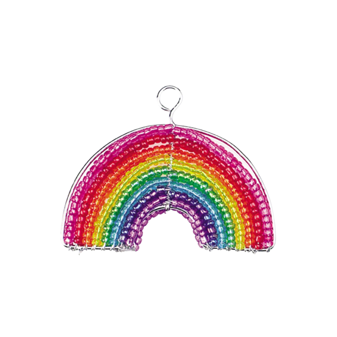 Handmade Beaded Rainbow Keyring – Haitian Artisan Keychain. (Set of 6)