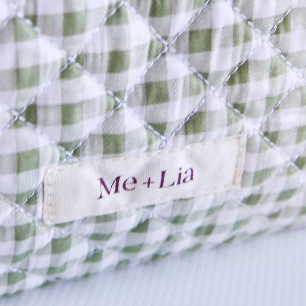 Gingham Matcha Make-up Pouch - Large