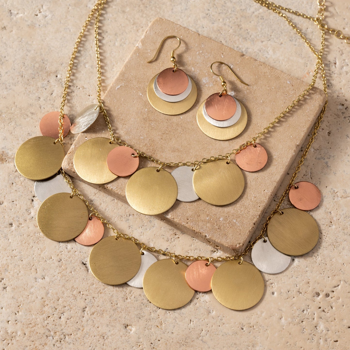 Jharana Layered Disc Necklace