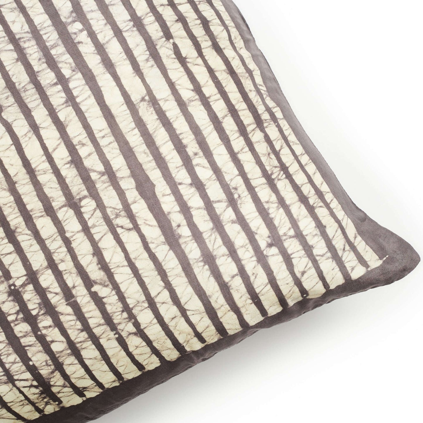 Maple Black Block Printed Stripes Mulberry Silk Pillow Cover