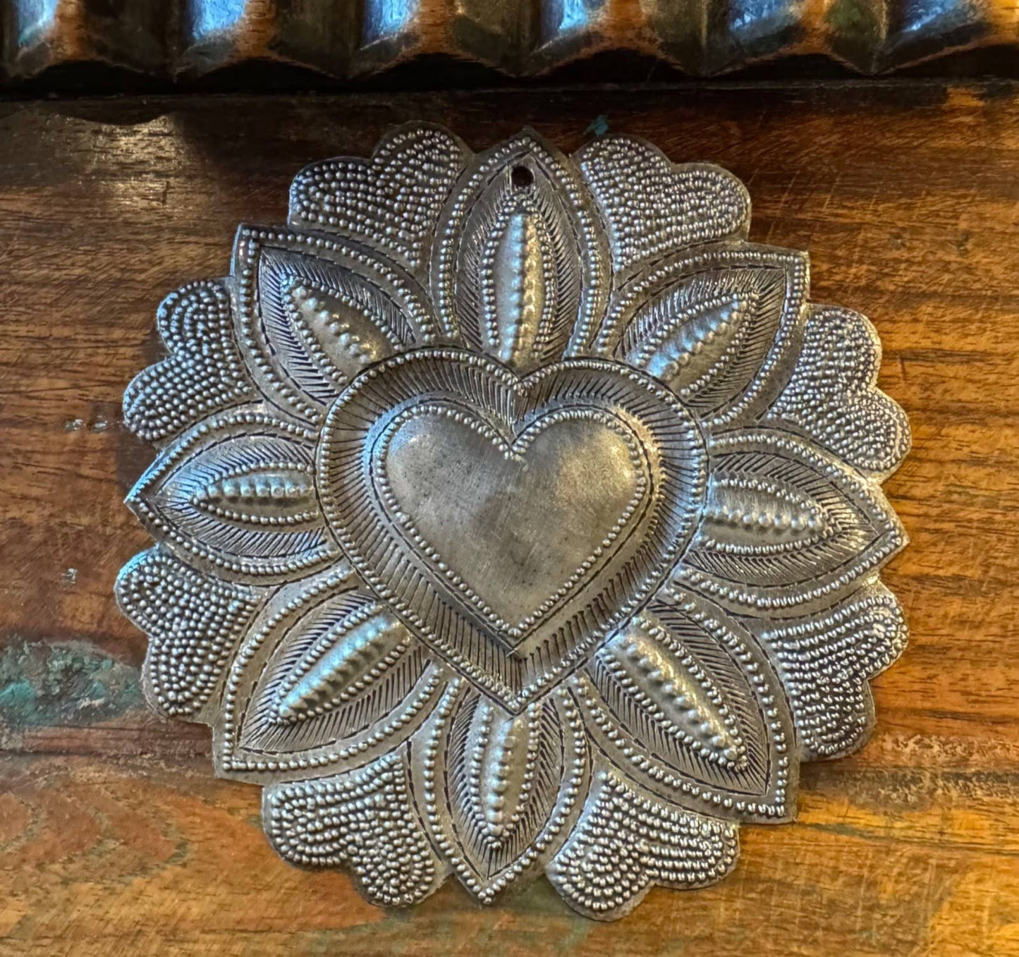 Handmade Recycled Metal Heart Art – Haiti – 4.5” x 4.5”