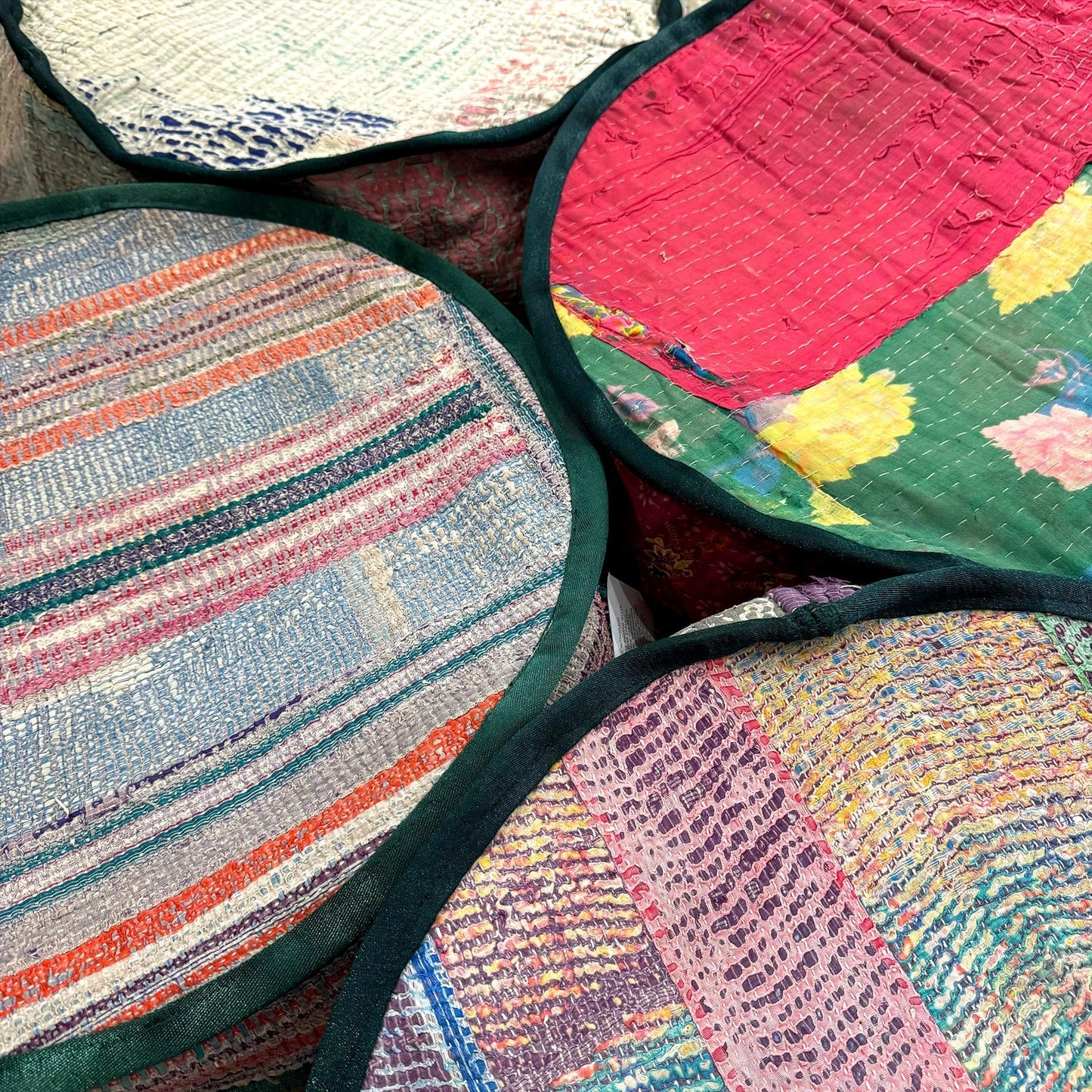 Vintage Kantha Quilt Pet Bed with Cushion