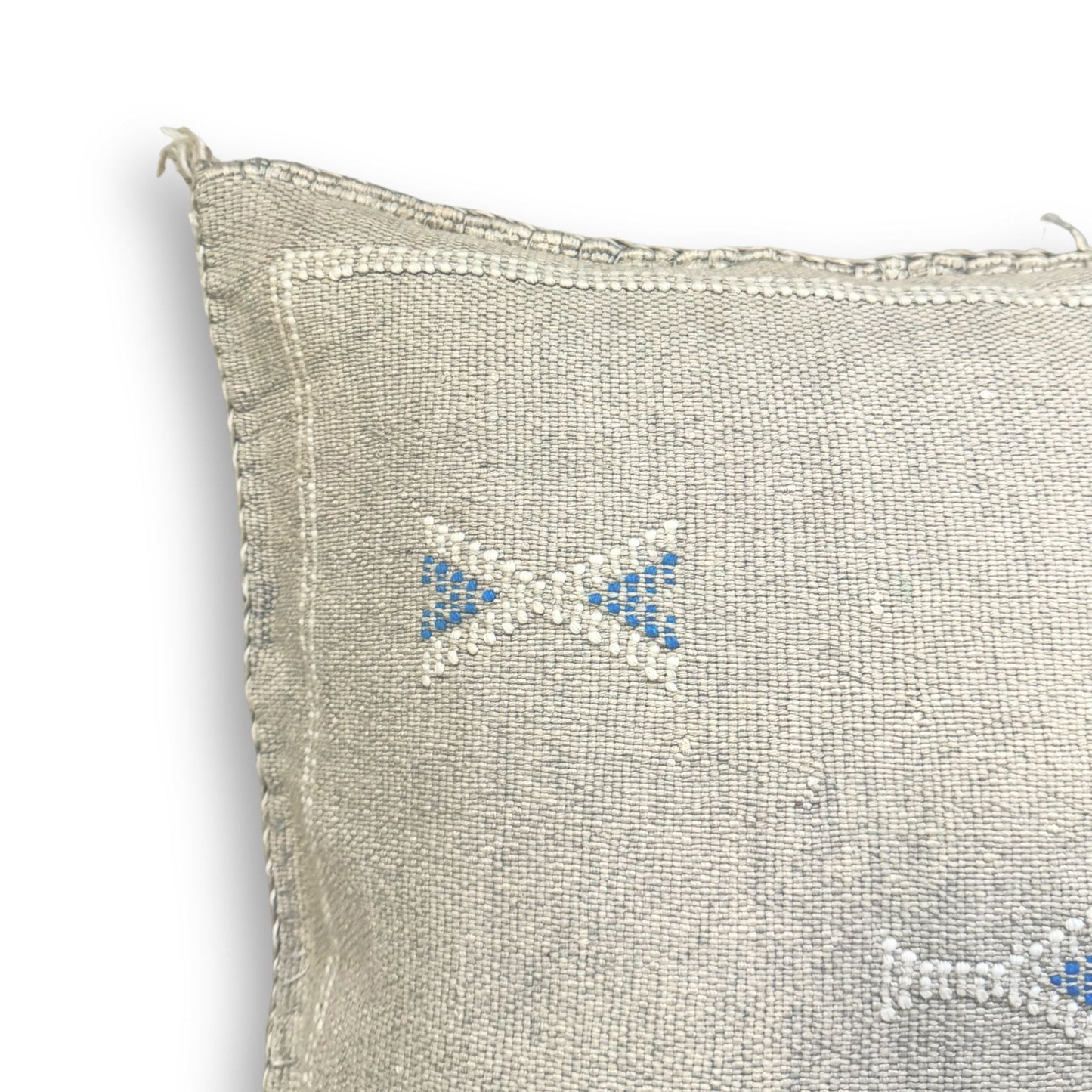 Ivory Sabra Cactus Silk Kilim Pillow Cover | Handwoven Moroccan Home Decor