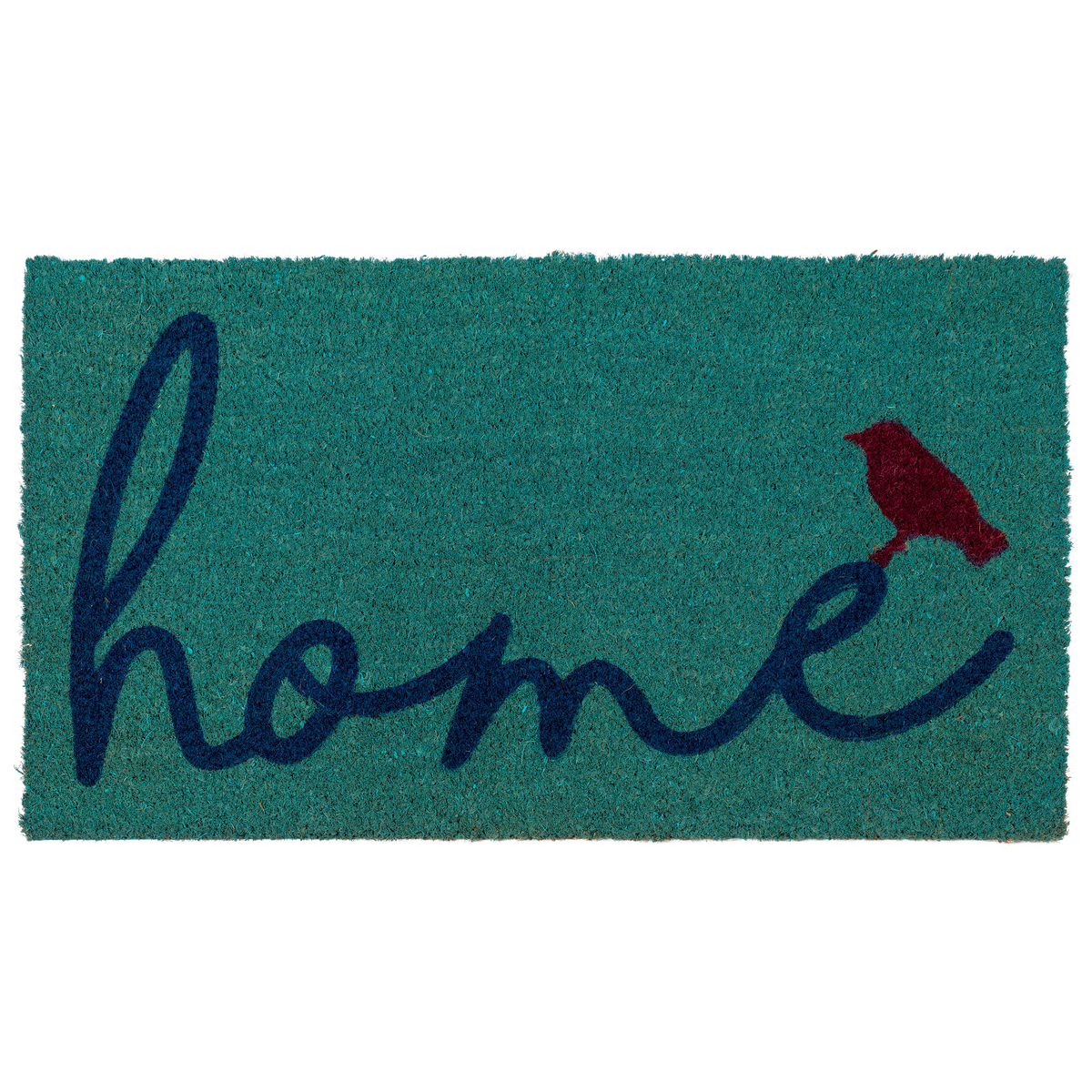 A Bird Perched on Home Coir Doormat