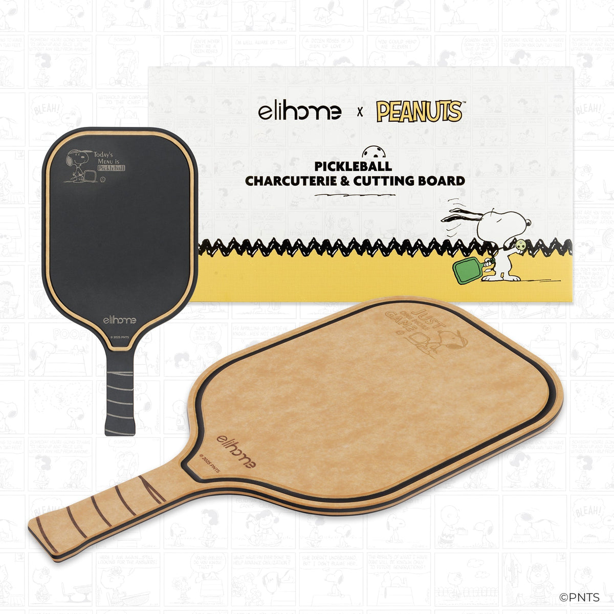 Elihome x Peanuts Pickleball Charcuterie Cutting Board -"Just One More Game"