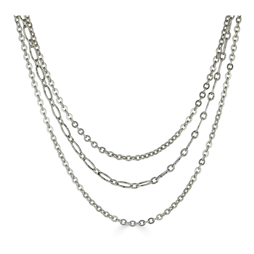 Silver Delicate Three Strand Necklace