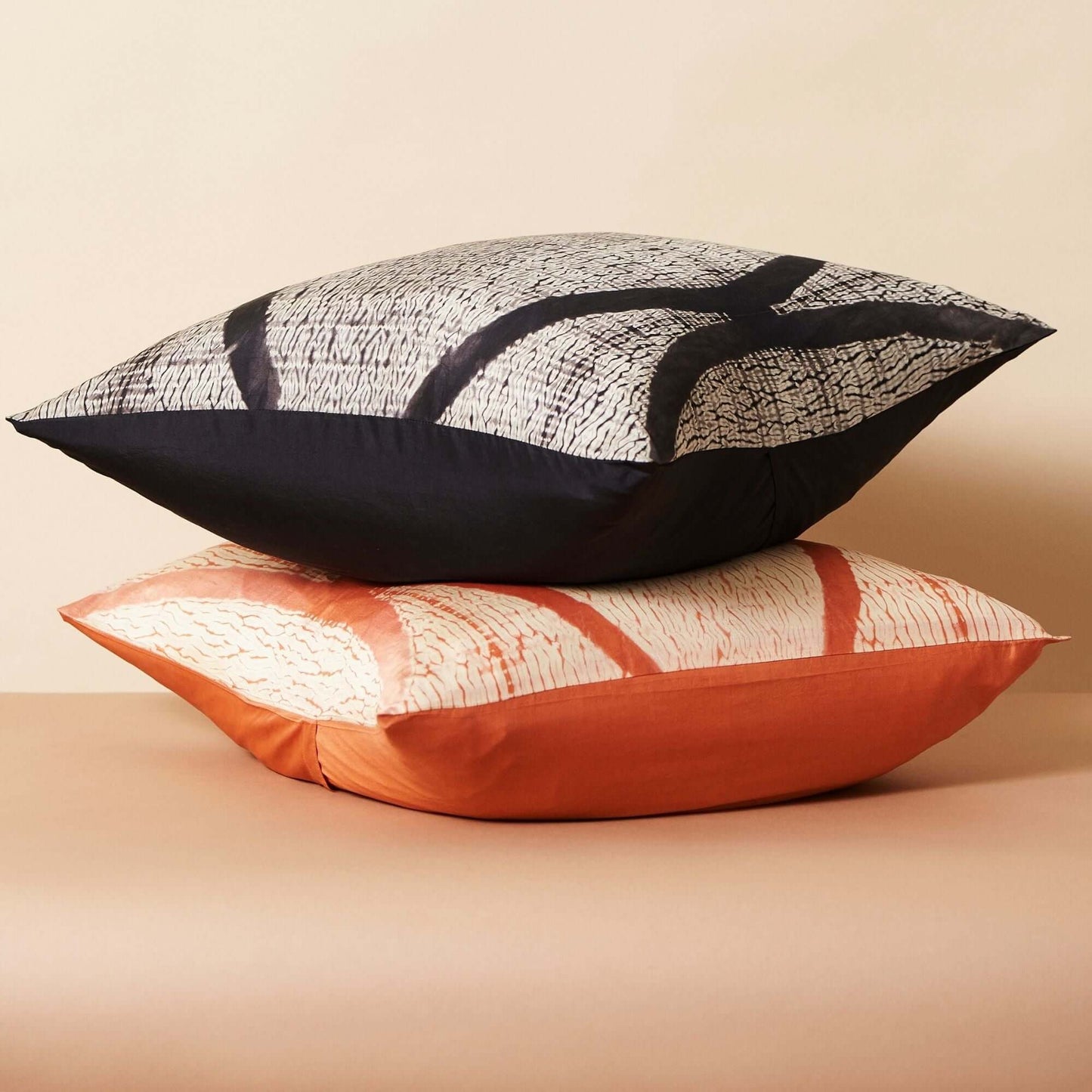 Arc Coral Hand Crafted Shibori Print Mulberry Silk Pillow