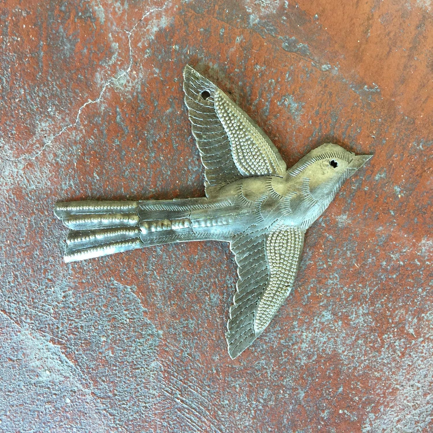7" Small Metal Bird, Decorative Accent Handmade Figurine