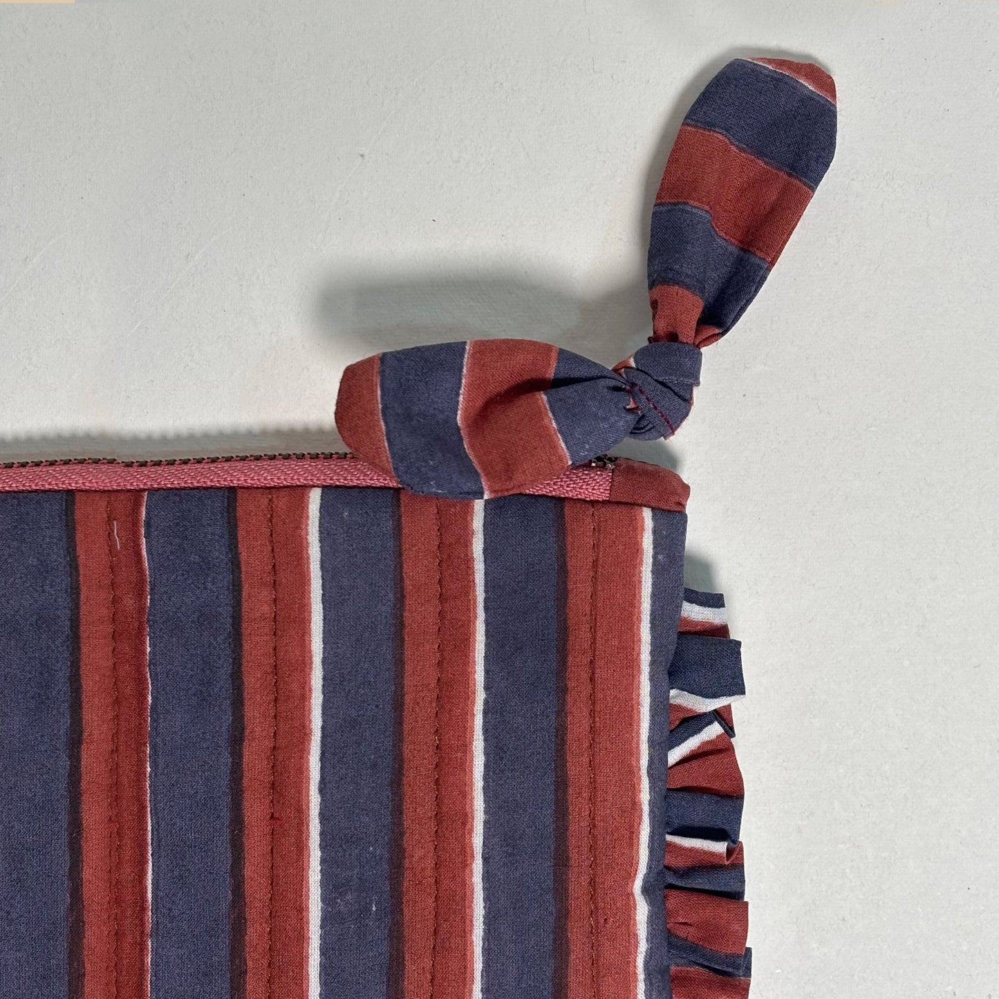 Quilted Cotton Travel Pouch with Frill Trim