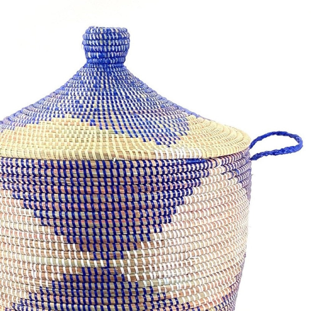Low Storage Basket - Blue + Natural Chevron