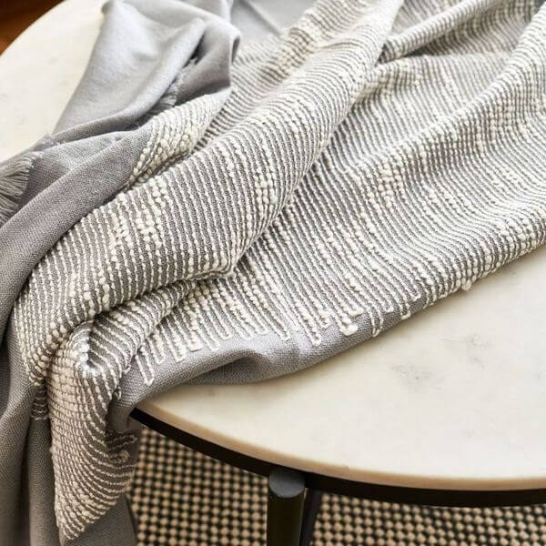 Flo Gray Textured Handloom Merino Throw