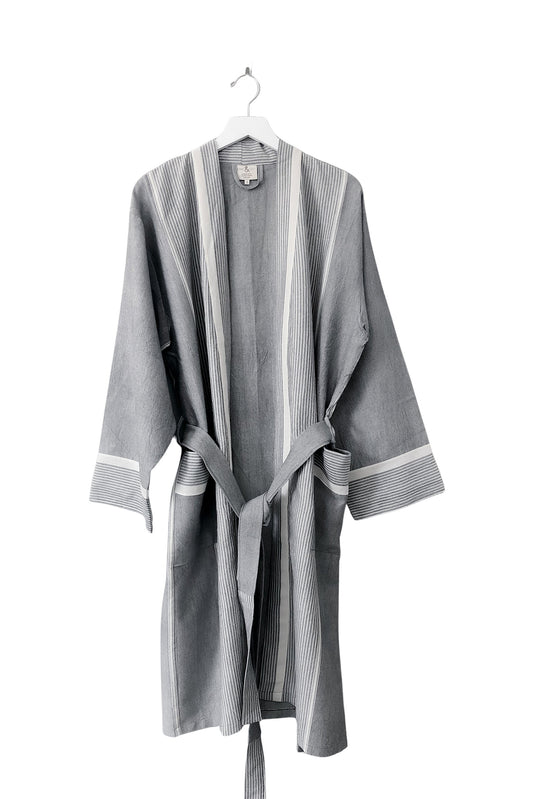 Grey Stripe Tribeca Long Bathrobe