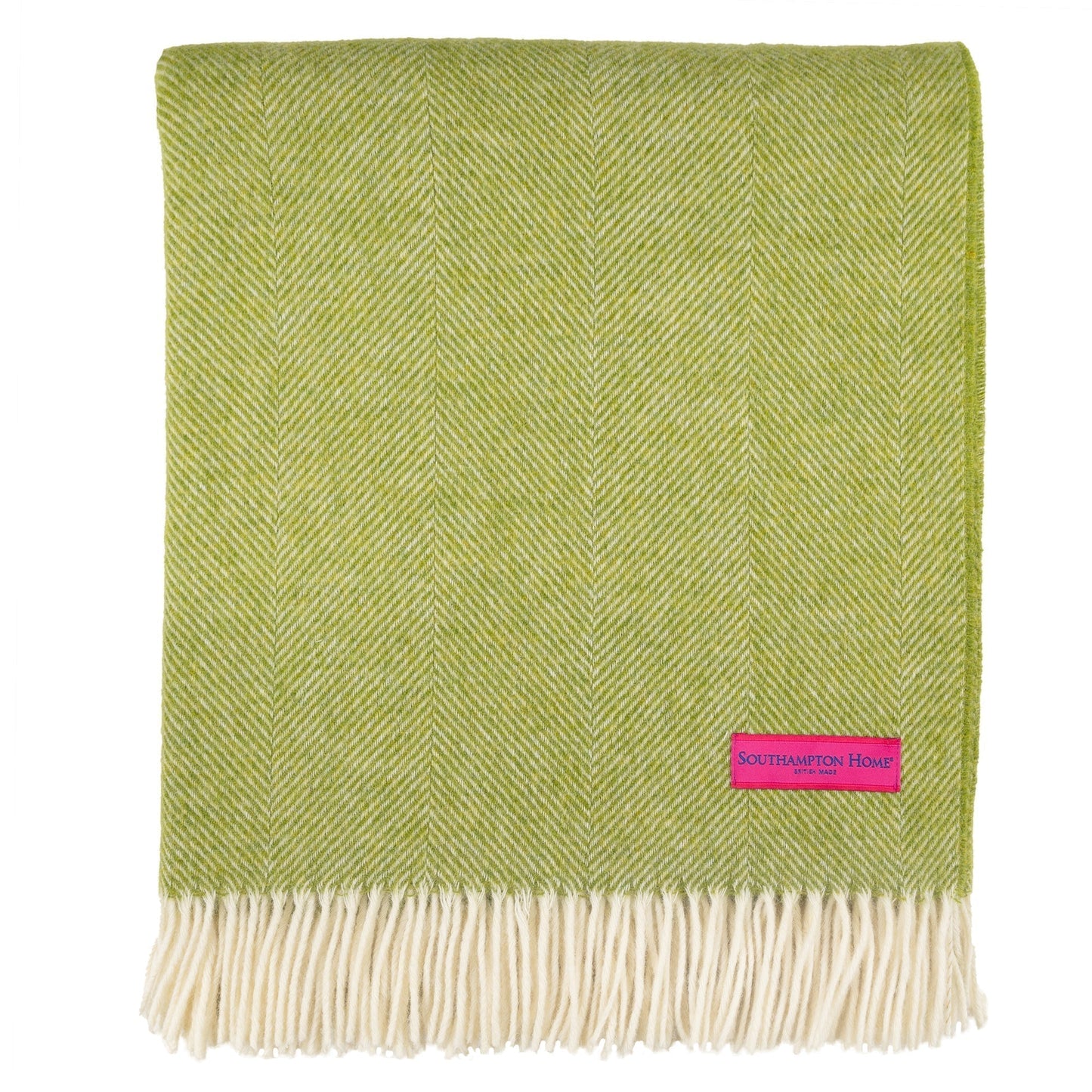 Southampton Home Shetland Lambswool Herringbone Throw – Lime