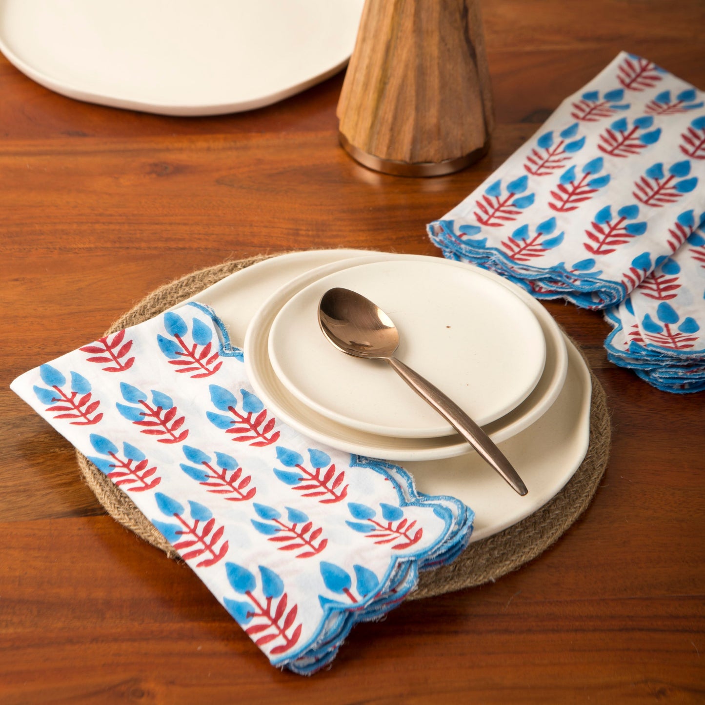 Meadow Floral Cotton Handblocked Napkin Set of 4