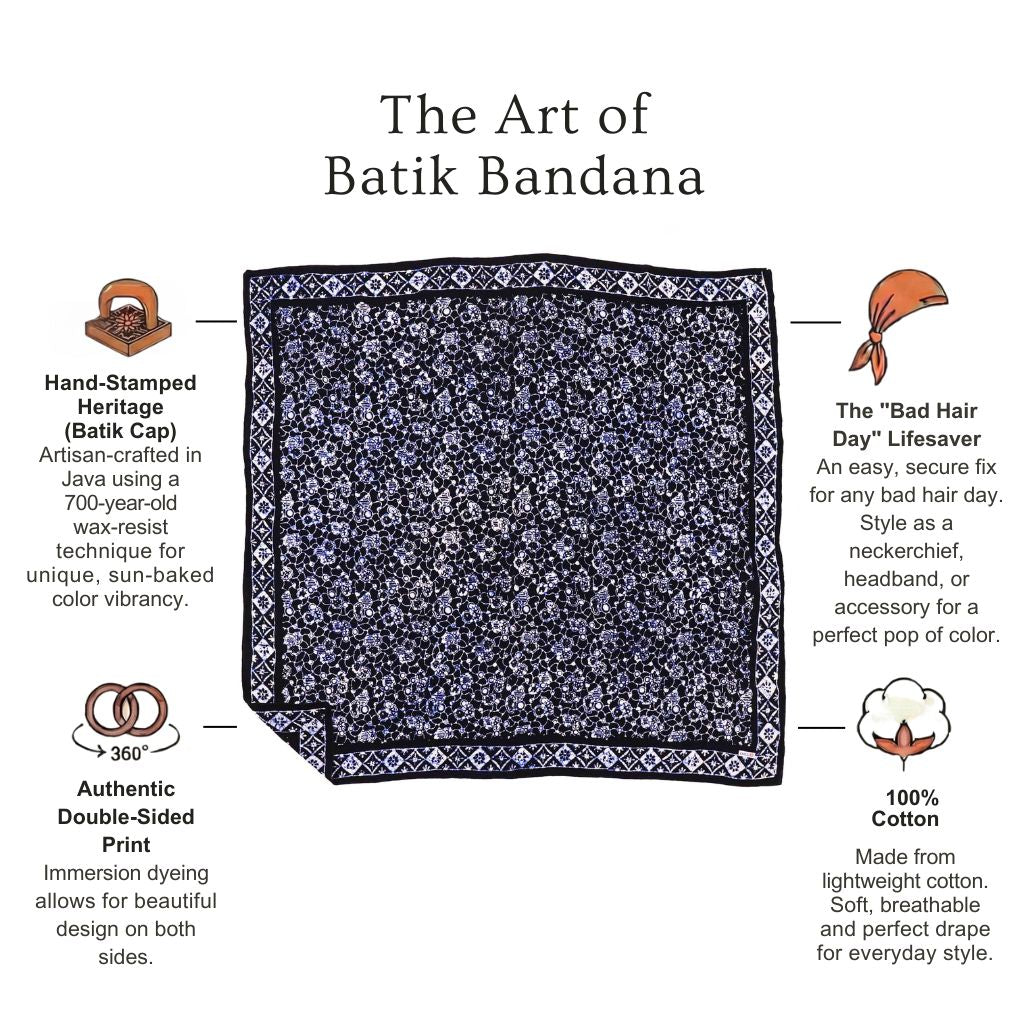 Large 39" Hand Dyed Batik Bandana - Boulder
