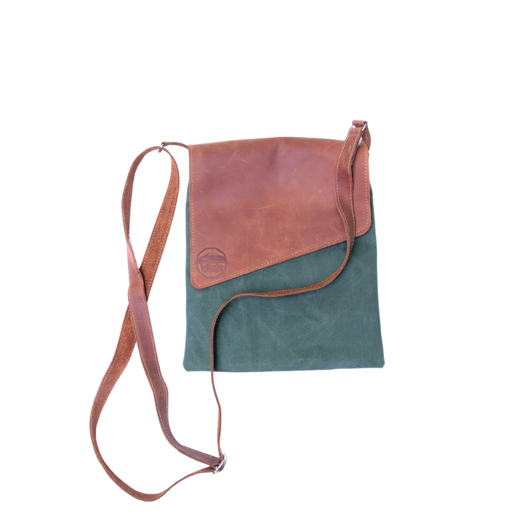 Leather and Canvas Crossbody Bag