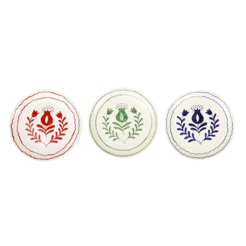 Blue Anaar Ceramic Snack Plates, 7x7 Inches (Set of 2)