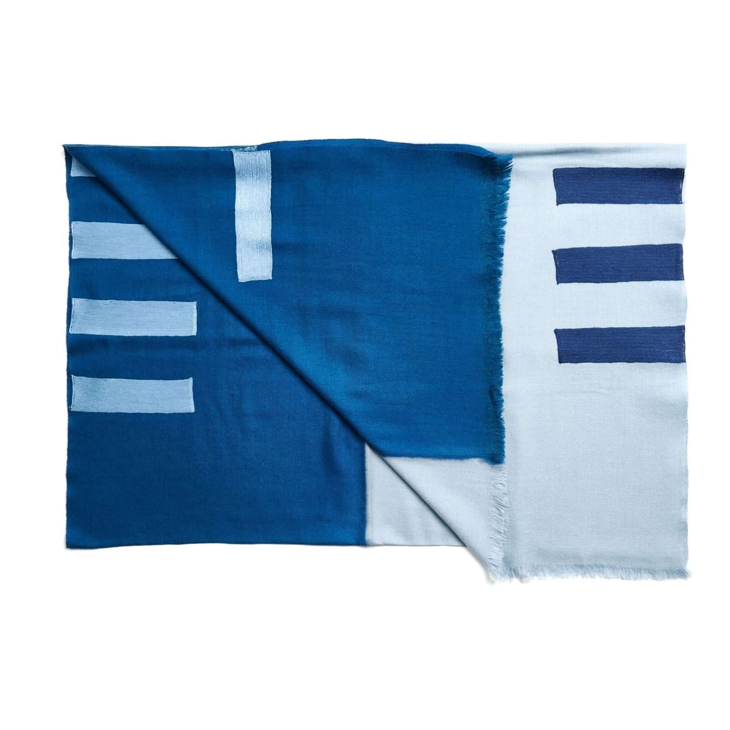Harbor Blue Hand Embroidered Modern Artisanal Scarf