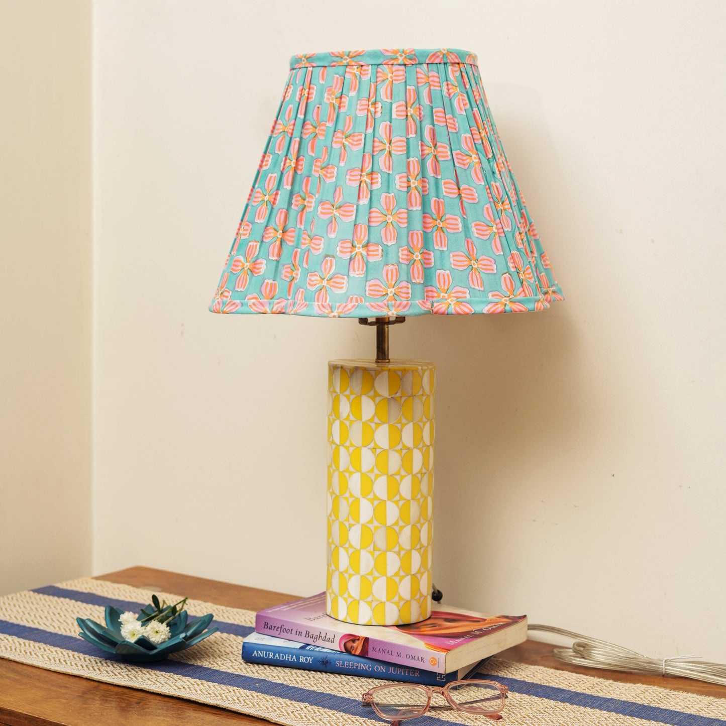 Scalloped Petals Handblocked Cotton Lampshade