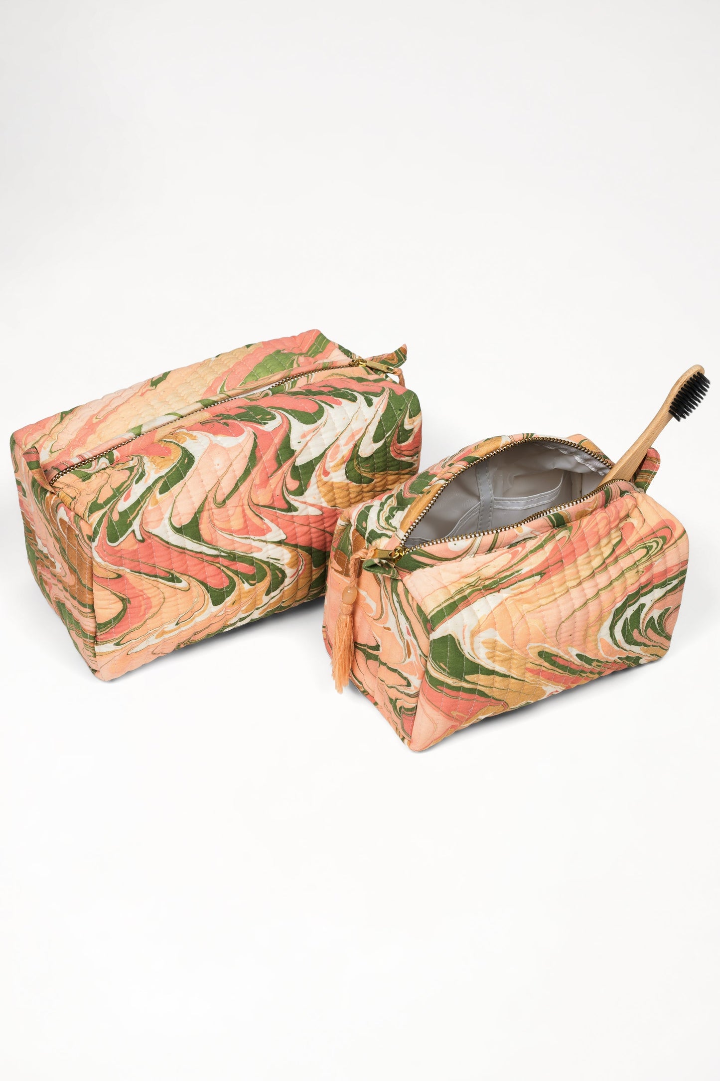 Peony Bloom Hand-Marbled Cosmetic Bag