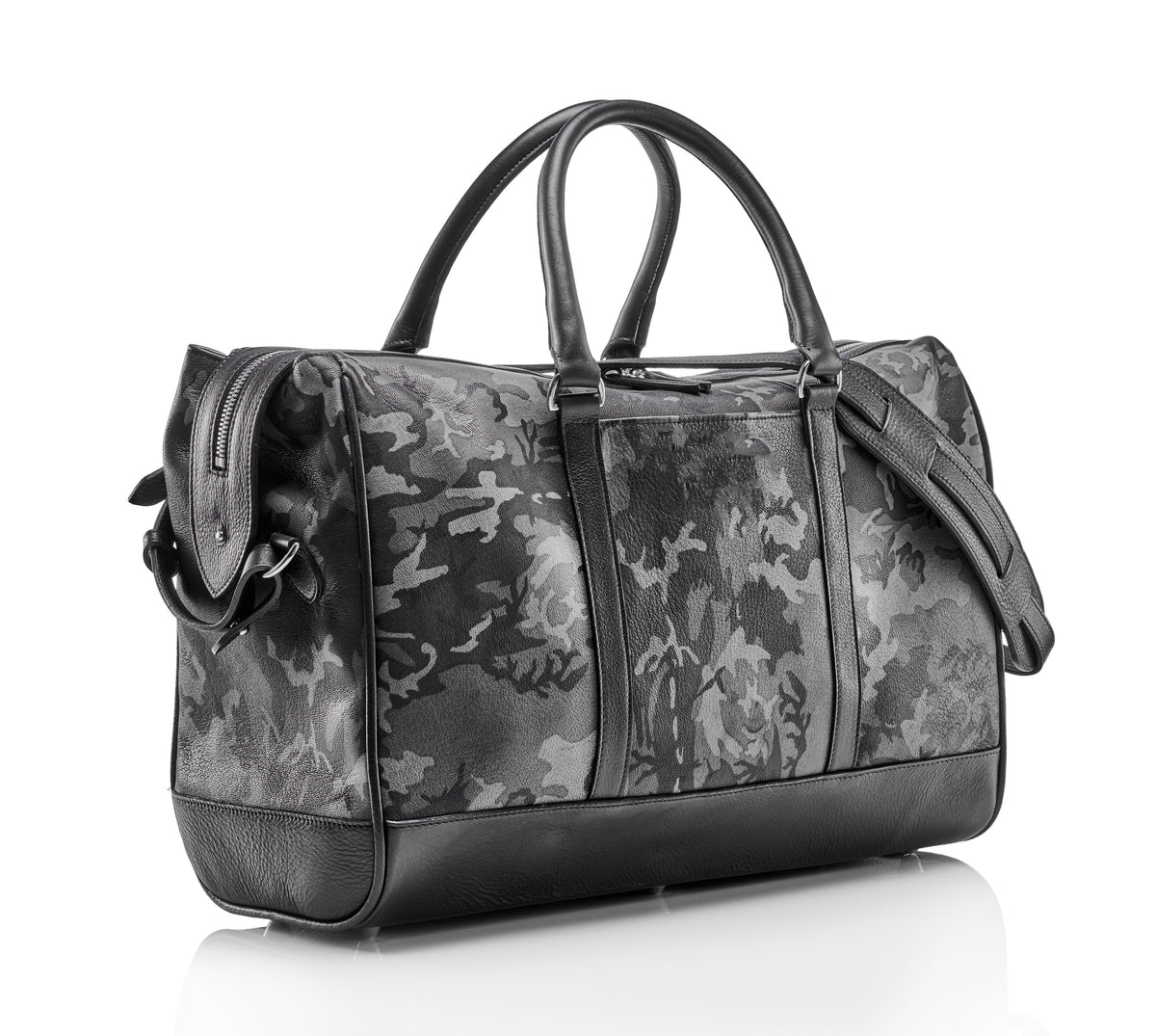 Wanderlust Leather Weekender - Grey Camo