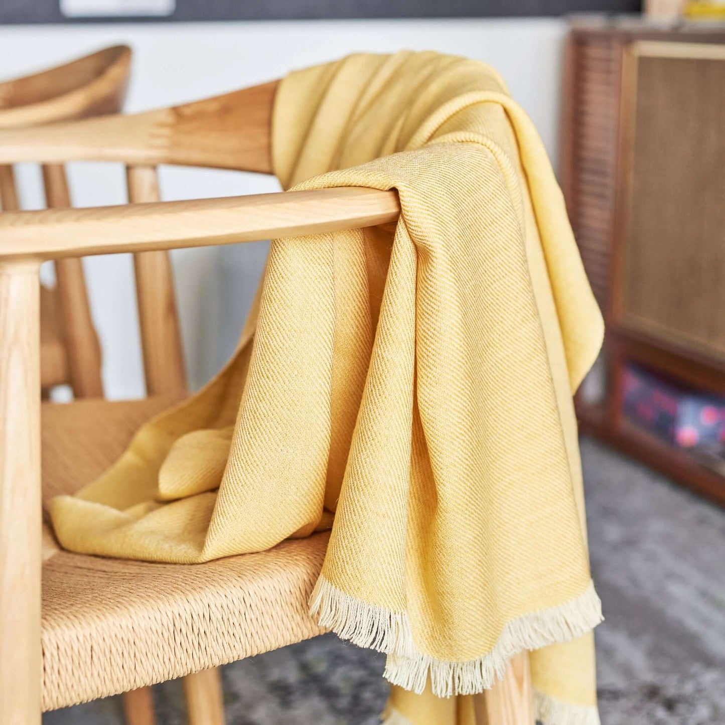 Dandelion Yellow Handloom Merino Light Weight Throw