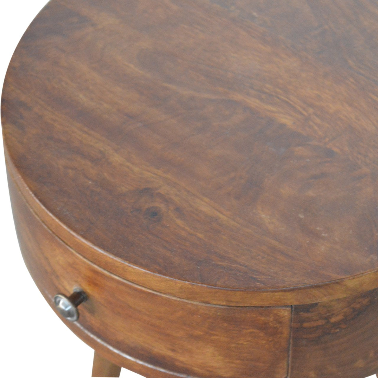 Solid Wood Nordic Chestnut Circular Nightstand