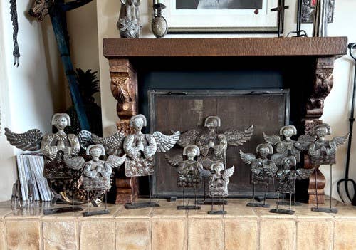 10 Primitive Standing Metal Angels – Handmade Holiday Decor