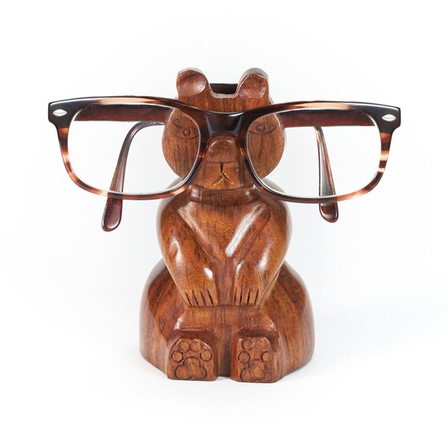 Bear Eyeglasses Holder Stand - Handcrafted Sheesham Wood