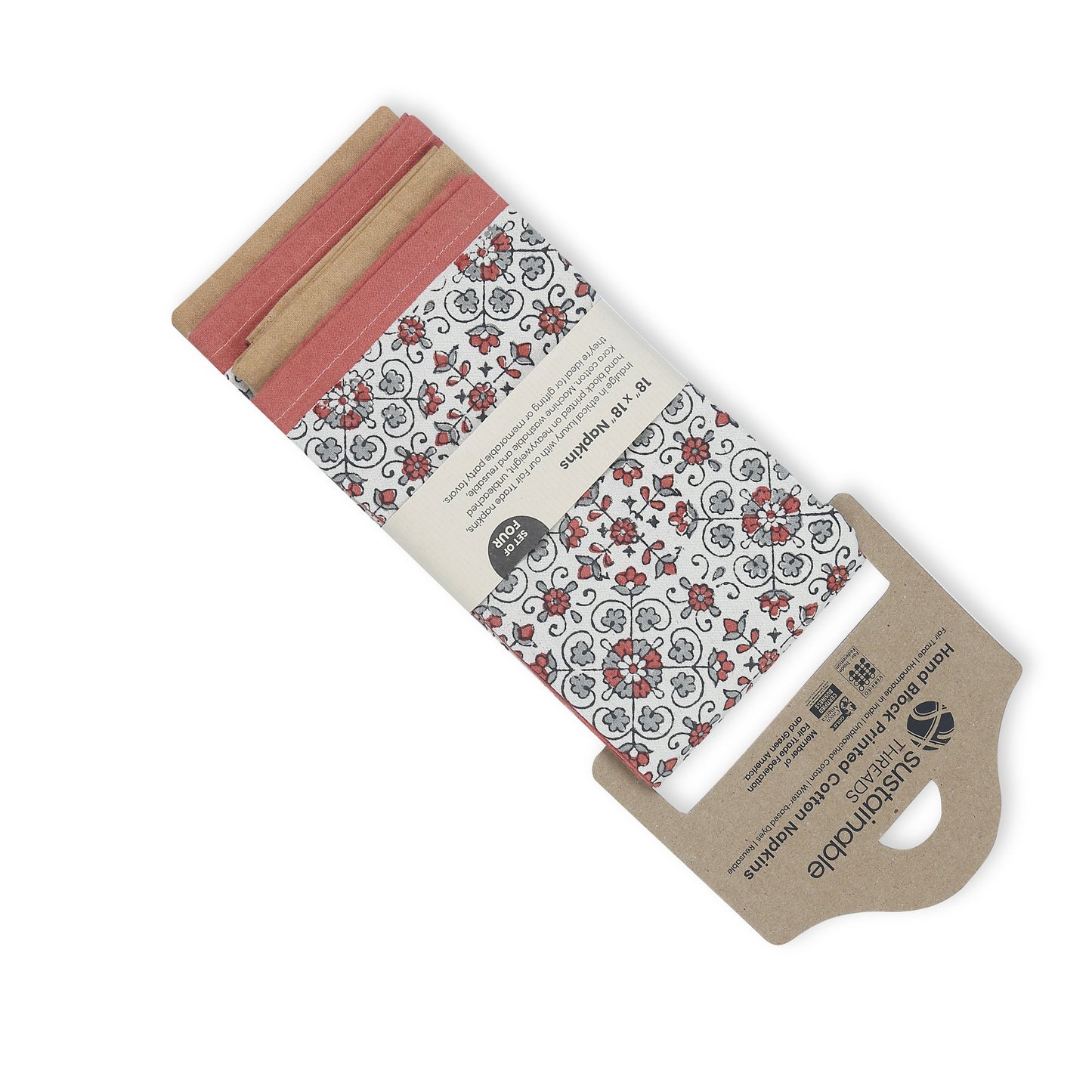 Hand Block Printed Cotton Napkins, Set of 4 | Lily