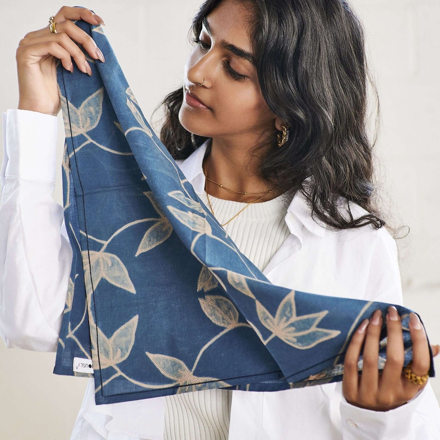 Folio Indigo Handcrafted Shibori Cotton Table Napkins ( set of 4 )