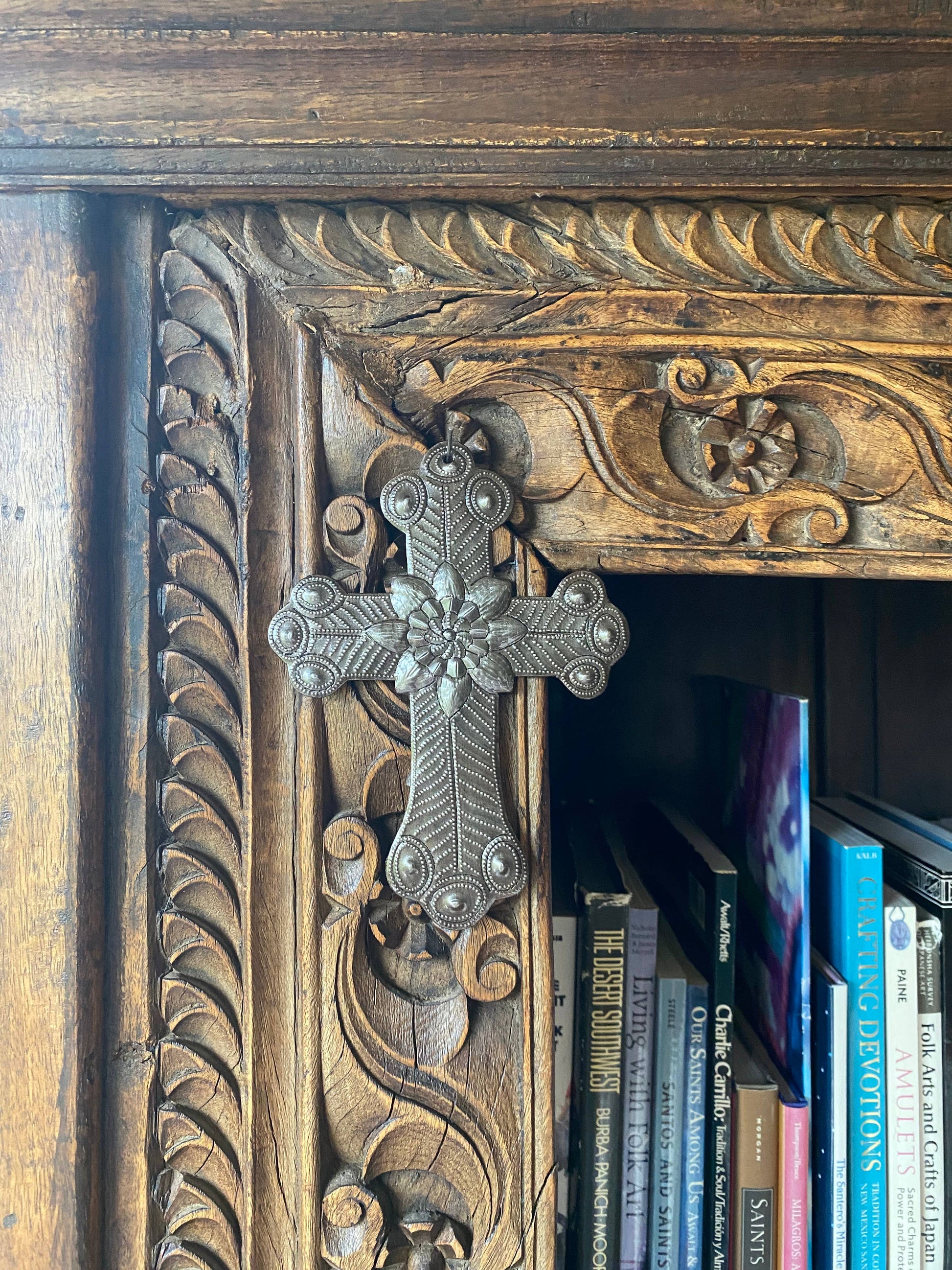 Recycled Metal Cross, Milagro, Upcycled Art  5" x 7"