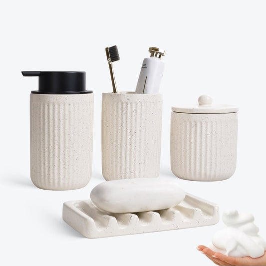 BosilunLife Pockmark 4-Piece Foaming Bathroom Set Recycled Ceramic Eco-Clay
