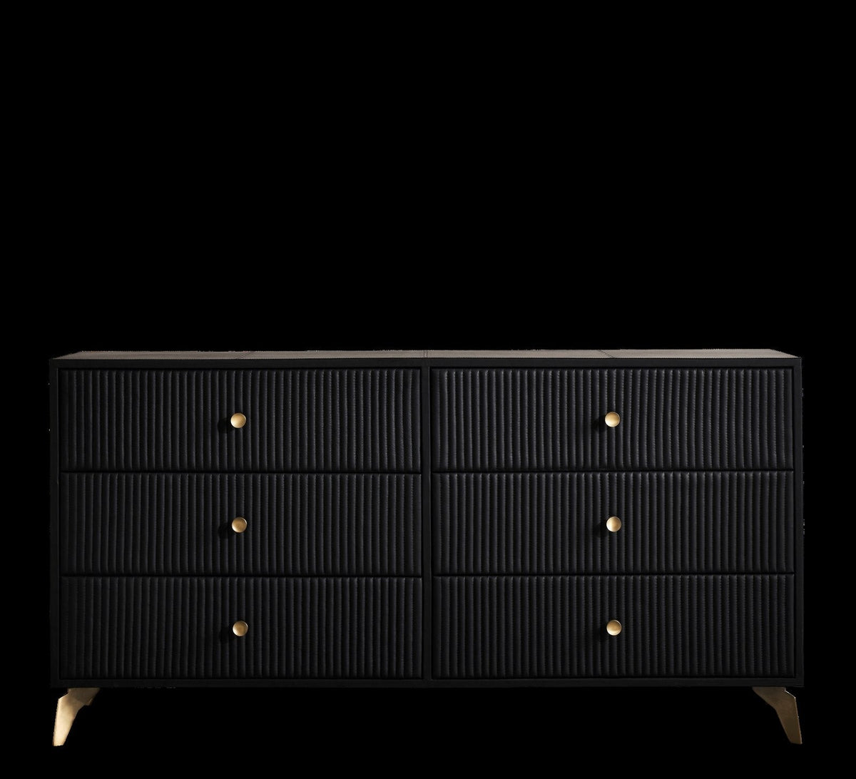Stanford Six Drawer Leather Dresser