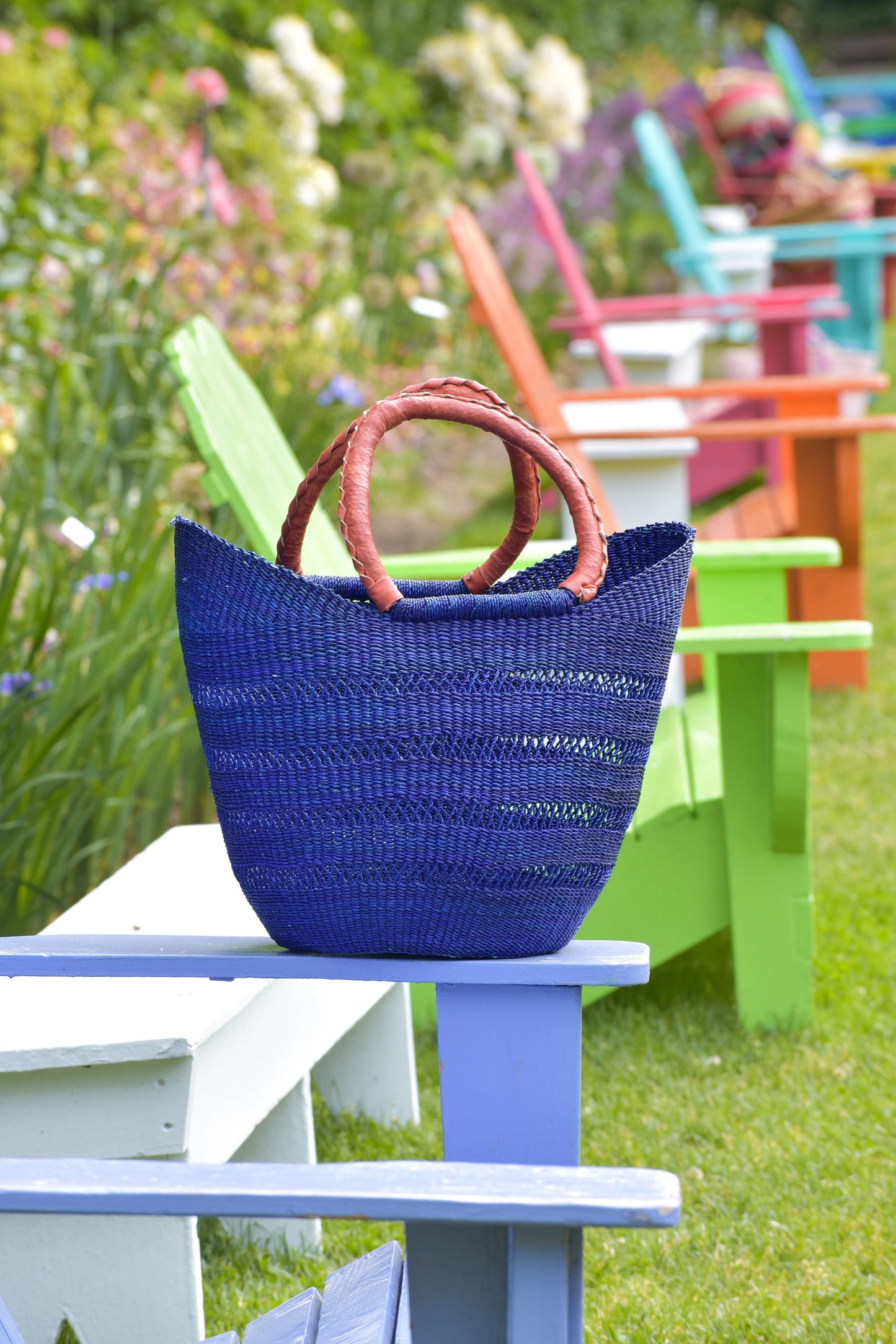 Ghanaian Lacework Wing Shopper with Leather Handles