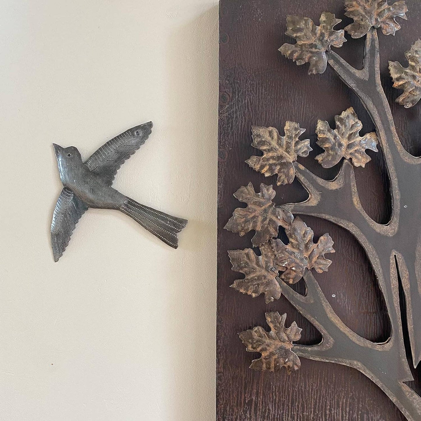7" Small Metal Bird, Decorative Accent Handmade Wall Art