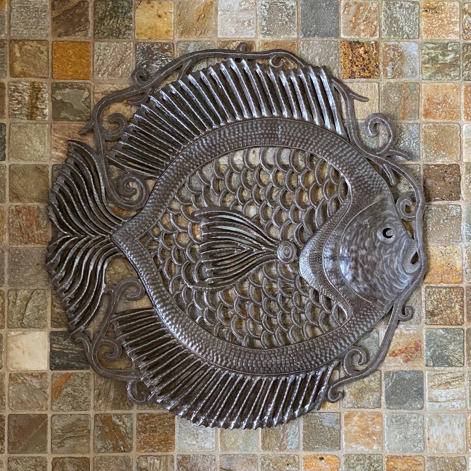 23" Fish Sea-life wall Decor, Nautical Theme Metal Art,