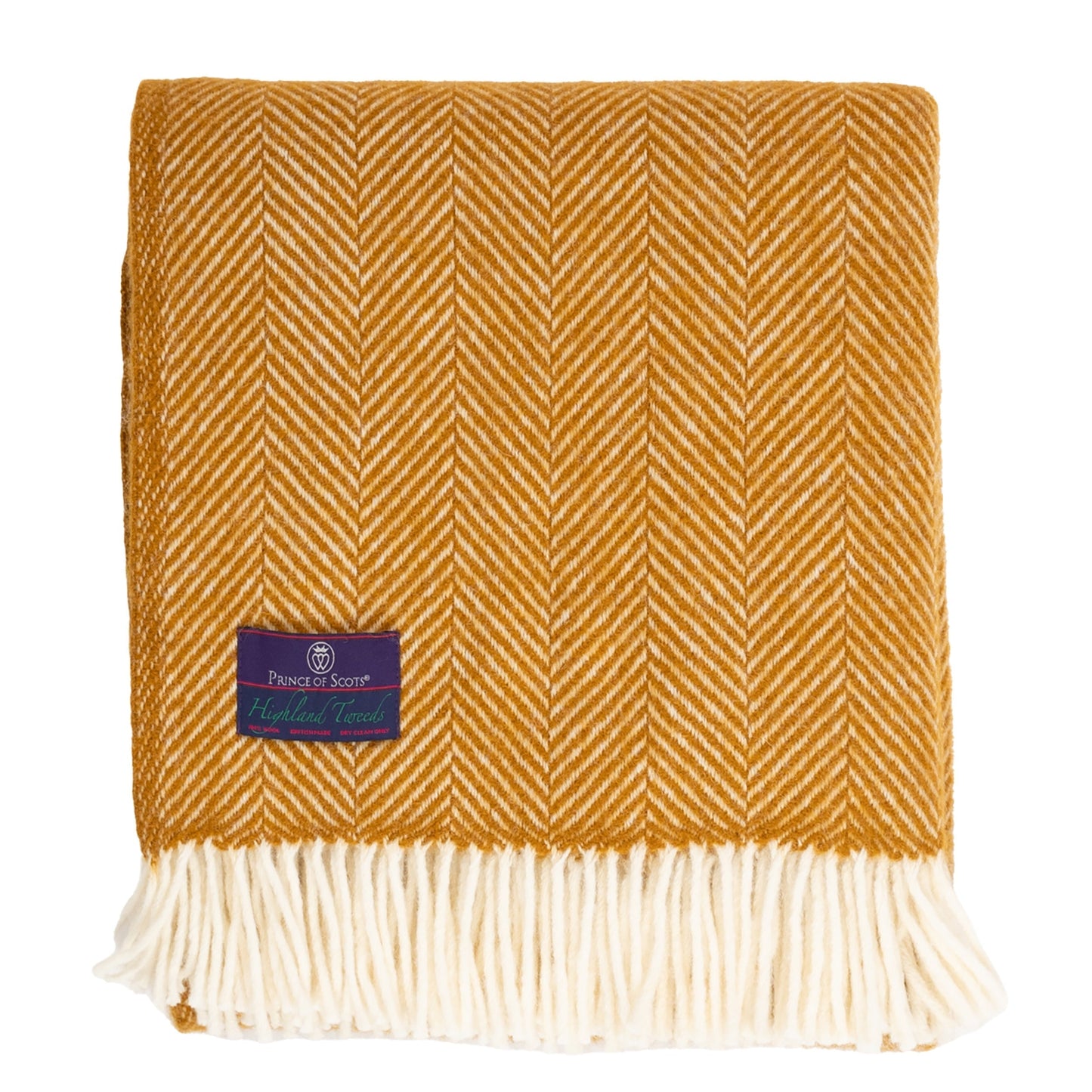 Highland Tweeds Herringbone Pure New Wool Throw - Whiskey