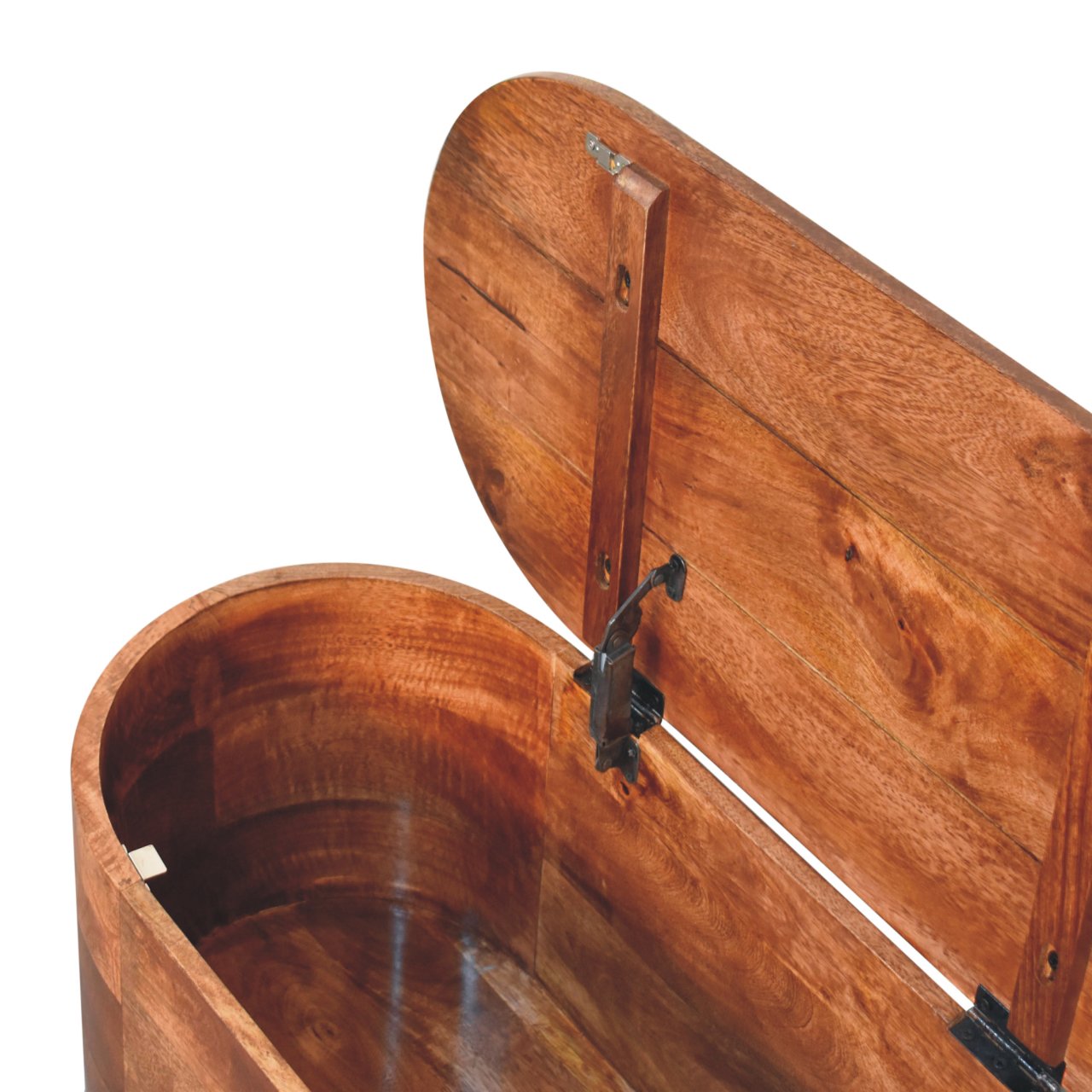 Solid Wood Honey Caramel Rounded Lid-Up Blanket Box