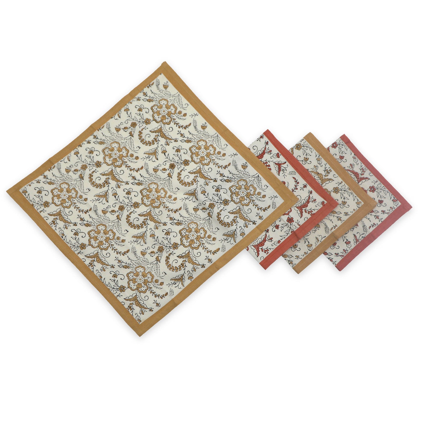 Hand Block Printed Cotton Napkins, Set of 4 | Ivy