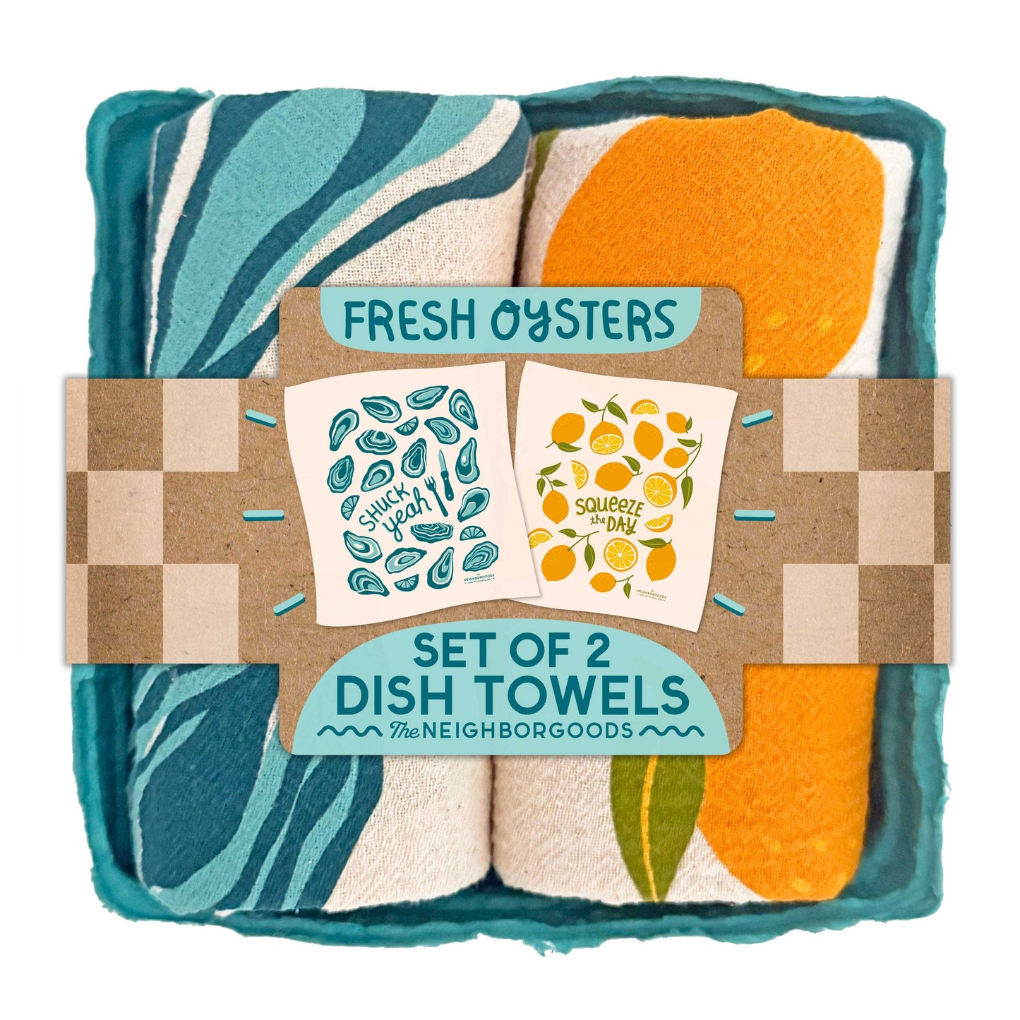 Fresh Oysters - Dish Towel Set of 2
