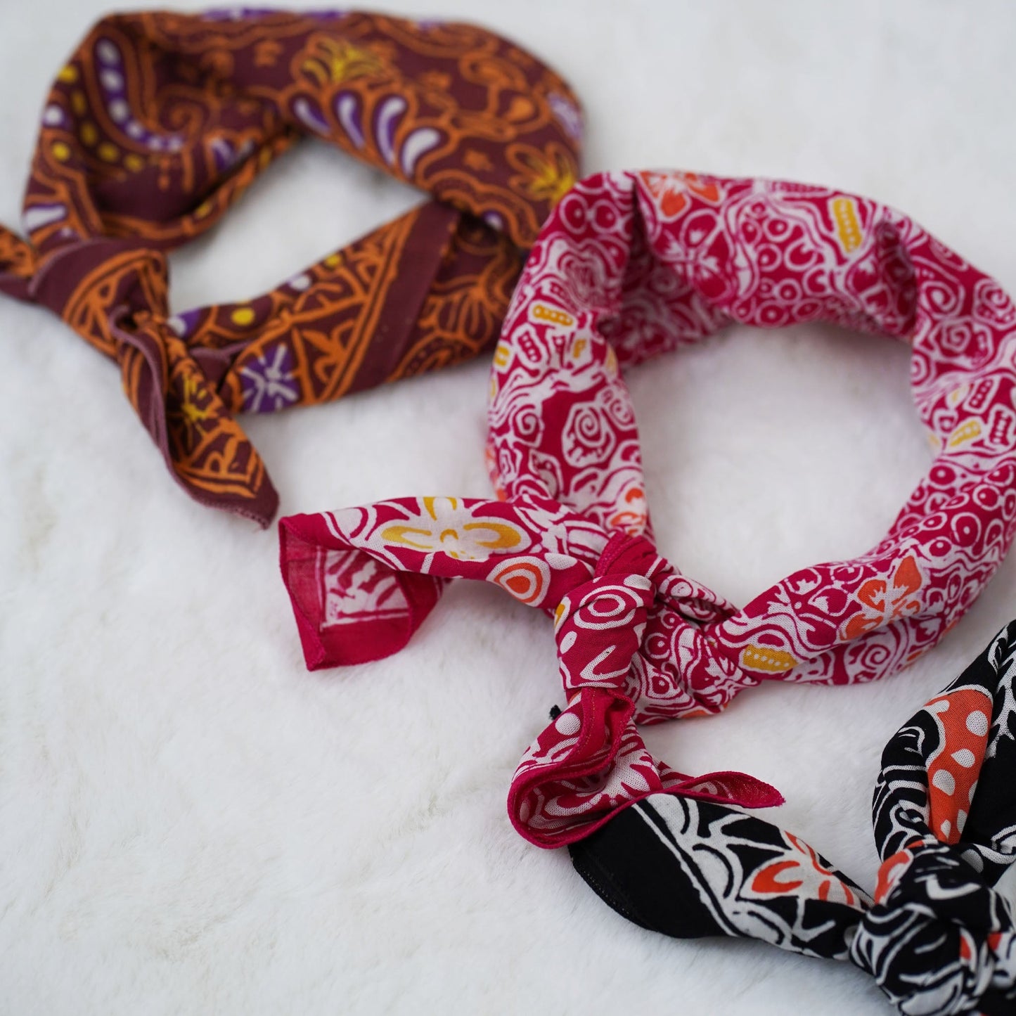 Hand Dyed Batik Bandana, 100% Soft Cotton, Magenta Magic, Pink