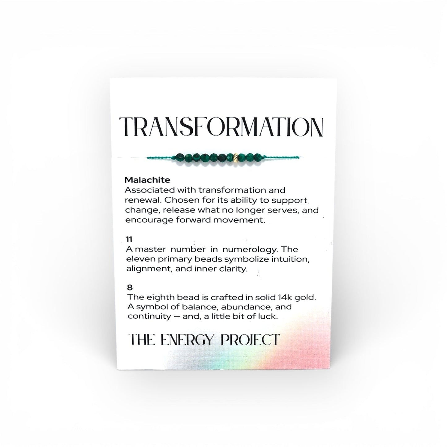 The Energy Project - Transformation Bracelet - Malachite & Solid 14K Gold Bead