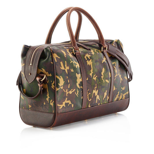 Wanderlust Leather Weekender - Tan Camo