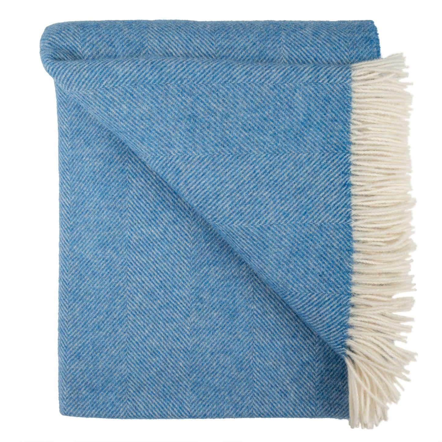 Southampton Home Shetland Lambswool Herringbone Throw – Ocean Blue